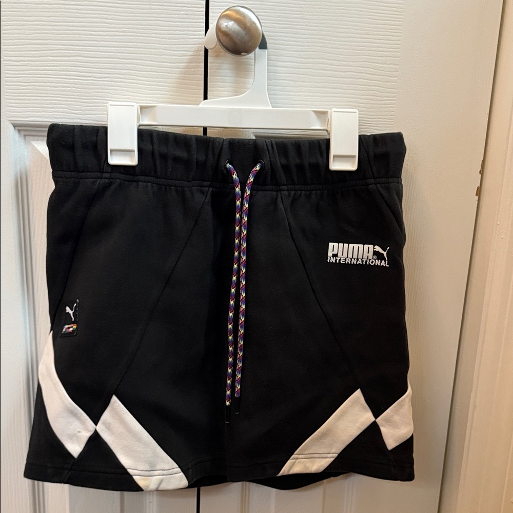 Puma Black and White Skirt with Multicolor Drawstring